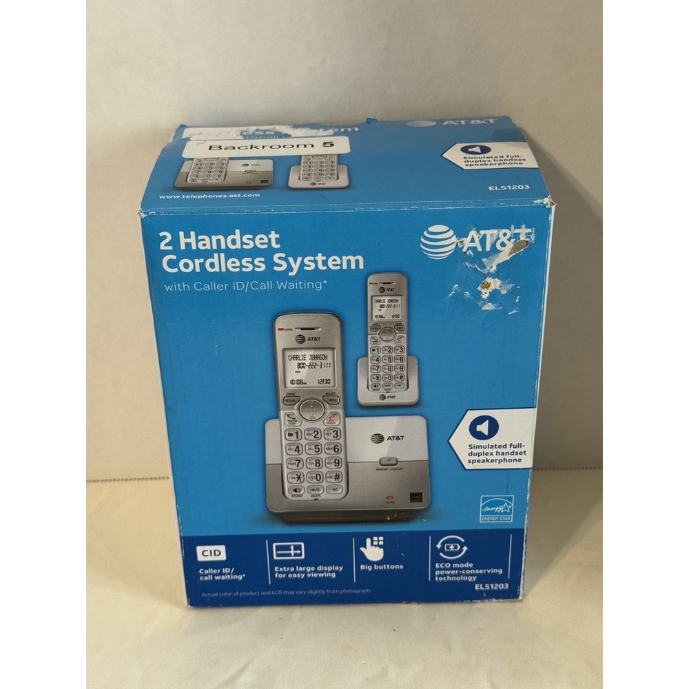 AT&T EL51203 2 Handset Dect 6.0 Cordless Phone Easy Visibility Caller ID/Waiting